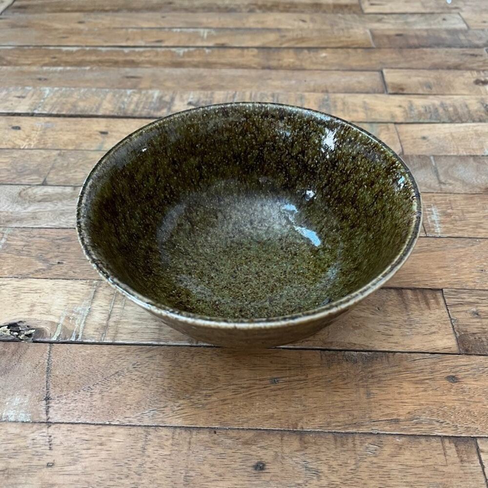 Ceramic Bowl 7" Earthy Green Speckled Glaze